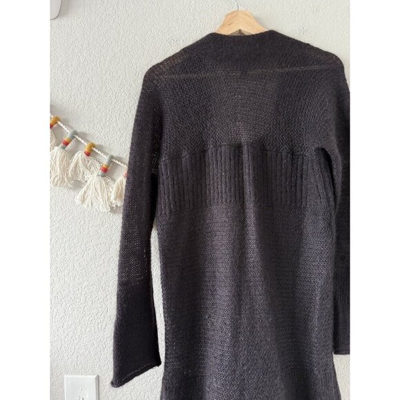 Eileen Fisher Mohair Wool Open Knit Snap Button Longline Cardigan Deep Purple S - Picture 7 of 9